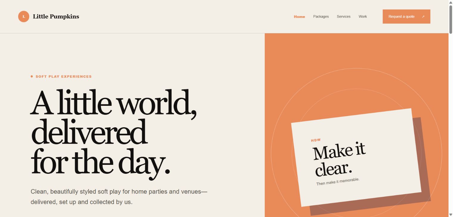 Little Pumpkins website concept home page